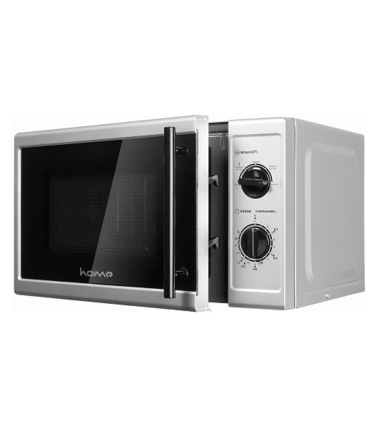 Микроволновая печь HOME HMM207FS серебристый/черный, 20 л, 700 Вт, переключатели - поворотный механизм