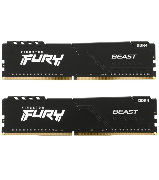 Оперативная память Kingston Fury Beast, DDR4, 64GB (2x32GB), 3200MHz, CL16, DIMM, черный