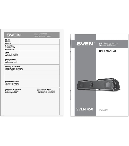 Акустическая система SVEN 450 2.0 (2x5W, Bluetooth, RGb-подсветка) черная