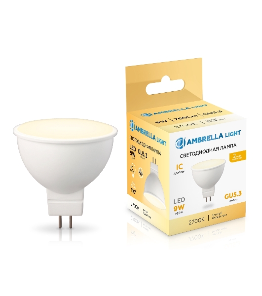 Лампа светодиодная Ambrella light 160903 LED MR16 9W IC GU5.3 2700K 175-265V