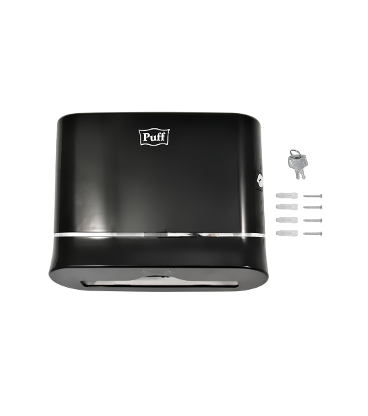 Диспенсер бумажных полотенец Puff 5135Bl, черный, с замком, ABS-пластик