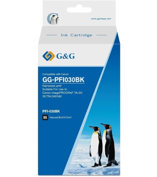 Картридж струйный G&G GG-PFI030BK PFI-030BK черный (55мл) для Canon imagePrograf TA-20/30 TM-240/340