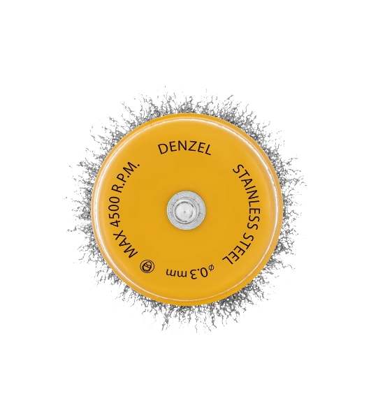 Щетка для дрели Denzel 75 мм, чашка, со шпилькой, нержавеющая витая проволока