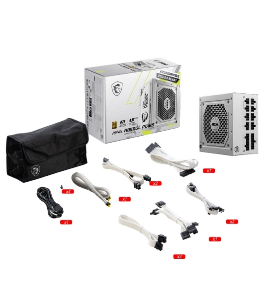 Блок питания MSI MAG A850GL PCIE5 WHITE, 850W, 80 PLUS Gold, полностью модульный, ATX 3.0, PCIE5, RTL белый