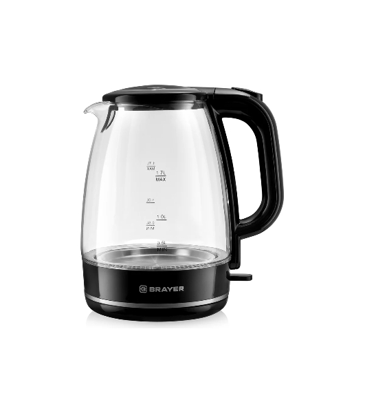 Чайник электрический BRAYER BR1030, 2200 Вт, 1.7 л, стек л,корп,автоотк л,при.закип,подсвет