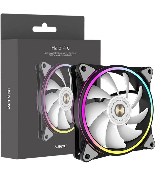 Вентилятор для корпуса Alseye HALO PRO B-R черный, 120 мм, 2100 об/мин, 26 дБ, 4 pin
