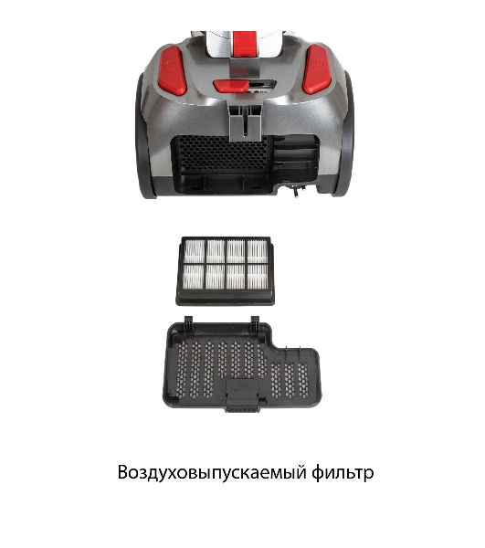 Пылесос SUPRA VCS-2525 серый/красный, 420/2450 Вт, уборка сухая, пылесборник контейнер 3.5 л