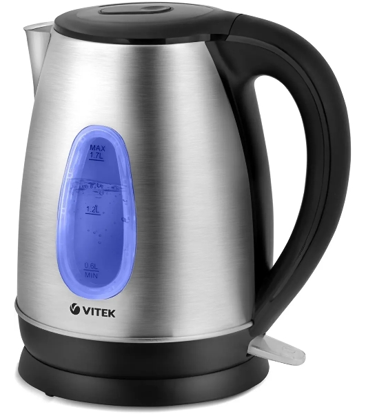 Чайник электрический Vitek VT-7039, 2200 Вт, серебристый и черный