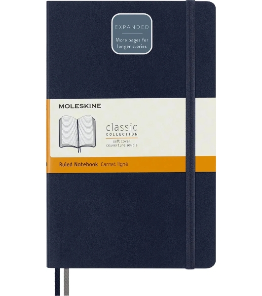 Блокнот Moleskine CLASSIC SOFT EXPENDED QP616EXPB20 Large 130х210 мм, 400 страниц, линейка, мягкая обложка, синий сапфир
