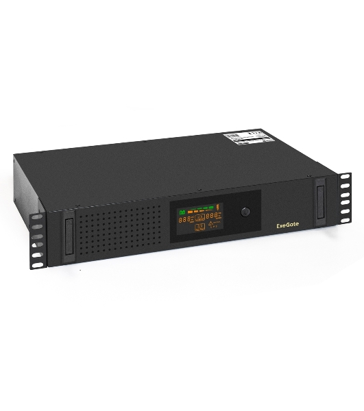 Источник бесперебойного питания ExeGate ServerRM UNL-800.LCD.AVR.2SH.3C13.USB.2U 800VA/480W, Color LCD, AVR, 2*Schuko+3*C13, USB, 2U, установка в стойку, черный