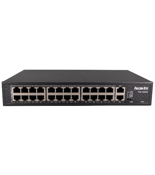 Коммутатор Falcon Eye FE-24FPG2, 24×100 Мбит/с PoE + 2×1 Гбит/с, неуправляемый