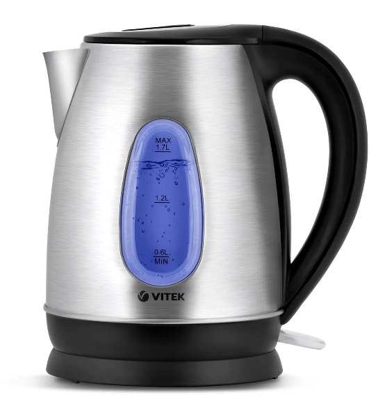 Чайник электрический Vitek VT-7039, 2200 Вт, серебристый и черный
