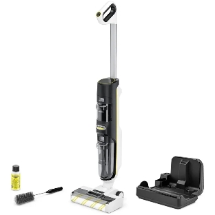 Пылесос вертикальный моющий Karcher FCV 4 Dry белый/черный, питание от аккумулятора, 180 Вт, уборка влажная/сухая, пылесборник 0.45 л