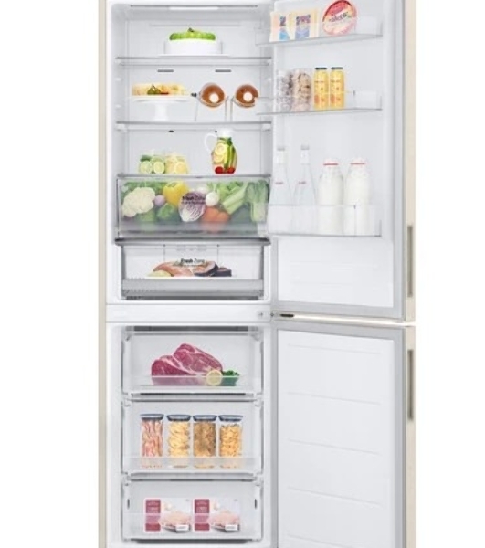 Холодильник LG GC-B459AEMW бежевый двухкамерный 234/110л морозилка снизу, No Frost