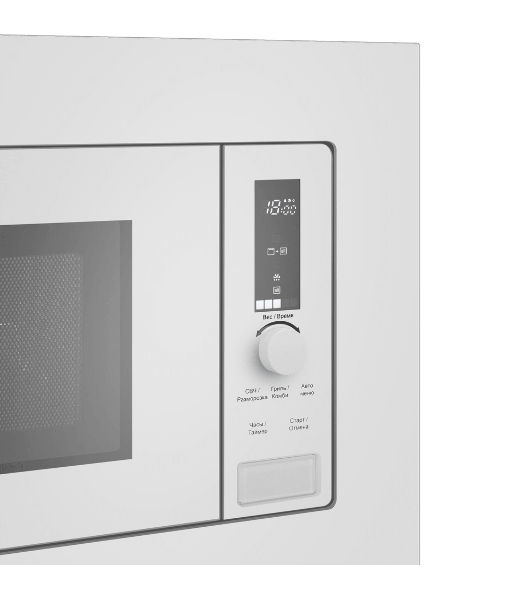 Микроволновая печь встраиваемая Maunfeld JBMO820GW01 белый, 20 л, 1080 Вт, переключатели - сенсор/поворотный механизм