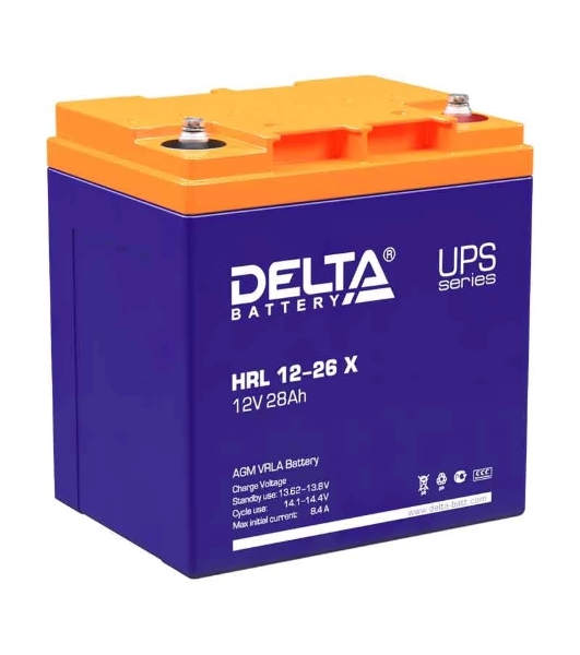 Аккумуляторная батарея Delta HRL 12-26 X напряжение 12В, емкость 28А·ч (165х125х175мм)