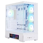 Компьютерный корпус ZALMAN P40 DS, ATX, белый, WINDOW, 9.1-inch LCD screen, 2xCombo(2.5” or 3.5”), 1x2.5”, 1xUSB TYPE-C, 2xUSB 3.0, SIDE 3x120мм ARGb, REAR 1x120мм ARGb, фото 1