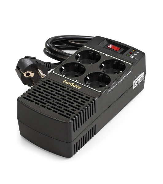 Стабилизатор ExeGate Power AD5000-1000 (1000VA/500W, диапазон 150...280В, 4 евророзетки)
