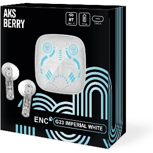 Наушники TWS Aksberry G23 белый, вкладыши, Bluetooth, сенсорное управление, до 4 ч