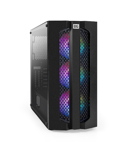 Компьютерный корпус Miditower ExeGate EVO-9205 (ATX, без БП, с окном, 1*USB+1*USB 3.0, аудио, 3 вент. 12см с RGb подсветкой)