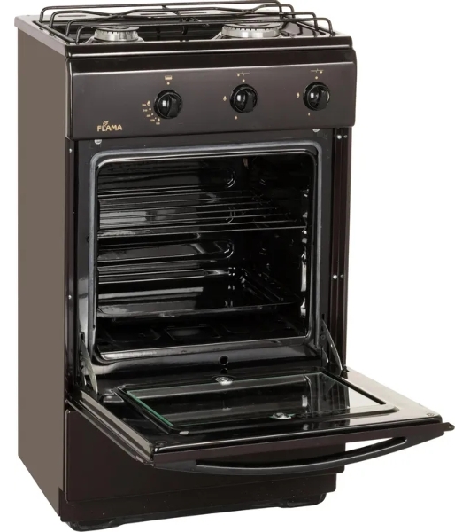 Плита газовая Flama CG 3202 B коричневый, конфорок 2 шт, духовка 30 л, 50 см x 85 см x 35 см