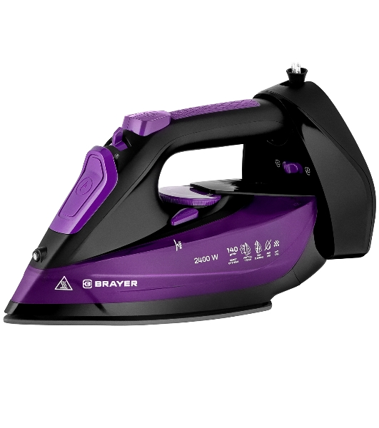 Утюг BRAYER BR4016 фиолетовый/черный, 2400 Вт, 25 г/мин, 140 г/мин, 350 мл