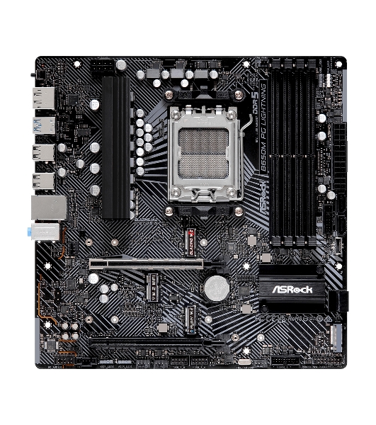 Материнская плата ASRock B650M PG Lightning, AM5, AMD B650, 4xDDR5, 4xSATA, 3xM.2, 1xPCIe 3.0 x4, 1xPCIe 4.0 x16, 1xDP, 1xHDMI, 1x2.5Gb LAN, 1xUSB 3.2 Gen 2, 2xUSB 3.2 Gen 1, 4xUSB 2.0, 3x3.5 мм, 7.1, Micro-ATX