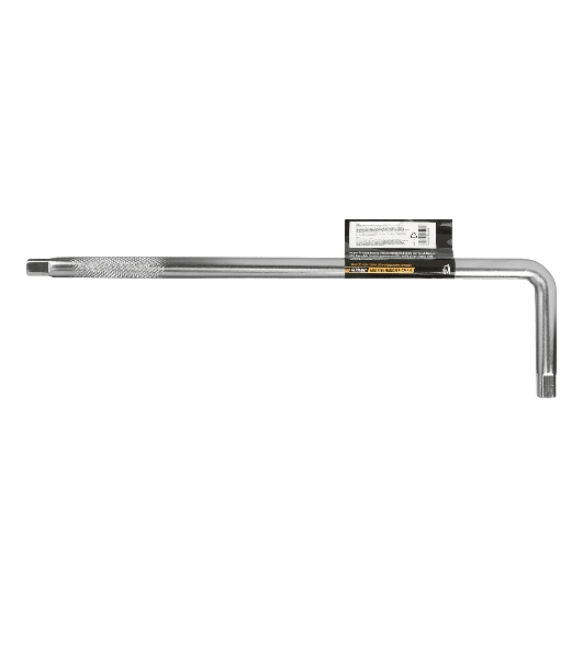 Вороток Г-образный Denzel 375x100 мм, квадрат 1/2', CrV, матовый хром