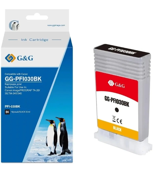 Картридж струйный G&G GG-PFI030BK PFI-030BK черный (55мл) для Canon imagePrograf TA-20/30 TM-240/340