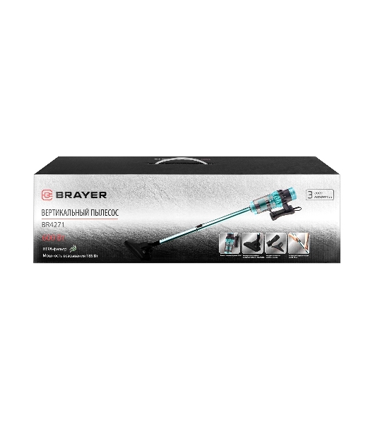 Пылесос вертикальный BRAYER BR4271 голубой, питание от сети, 185 Вт, уборка сухая, пылесборник 0.8 л