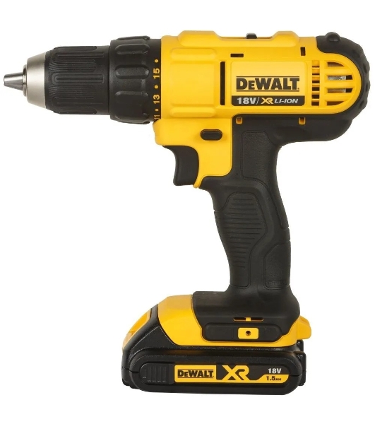 Дрель-шуруповерт DeWalt DCD771S2 18 В, 1,5 Ач, 42 Нм, щеточный