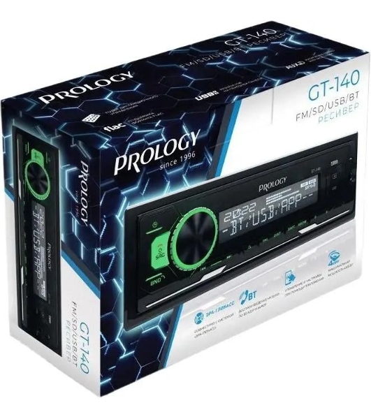Автомагнитола Prology GT-140, 1 DIN, Bluetooth, USB Type-A, AUX, пульт ДУ