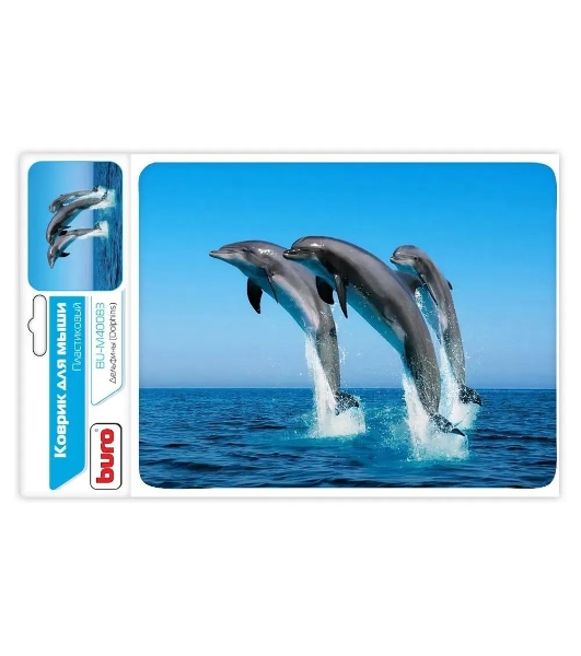 Коврик для мыши Buro BU-M40083 пластиковый дельфины 230х180х2мм