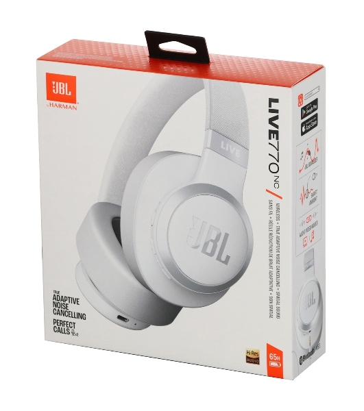 Беспроводные/проводные наушники JBL Live 770NC белый, полноразмерные, Bluetooth + проводной, адаптивное шумоподавление