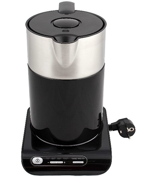 Электрочайник Bosch TWK8613 черный/серебристый, 1.5 л, 2400 Вт, скрытый нагревательный элемент, поддержание температуры