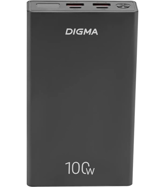 Портативный аккумулятор Digma DGPD100WA 20000mAh QC3.0/PD3.0 100W 5A 2xUSB-A/2xUSB-C черный