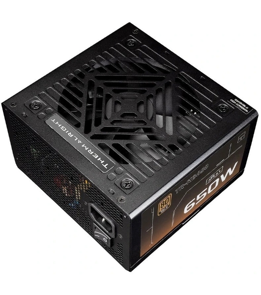 Блок питания Thermalright, 650W 80+ Gold (ATX, 3.1, Full modular, 1x24(20+4)pin, 2xCPU 8(4+4)pin, 2xPCIe*2 8(6+2)pin, 3xSATA3, 2xMOLEX4pin, Active, 120x120мм, 150x140x86mm, APFC, OVP, UVP, SCP, OCP, OTP, OPP, black)