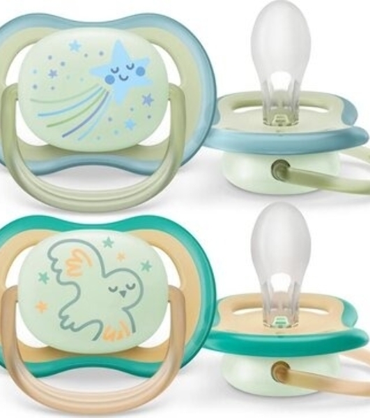 Пустышка Philips Avent ultra air, ночная, звезда/сова, 0-6 мес., 2 шт.