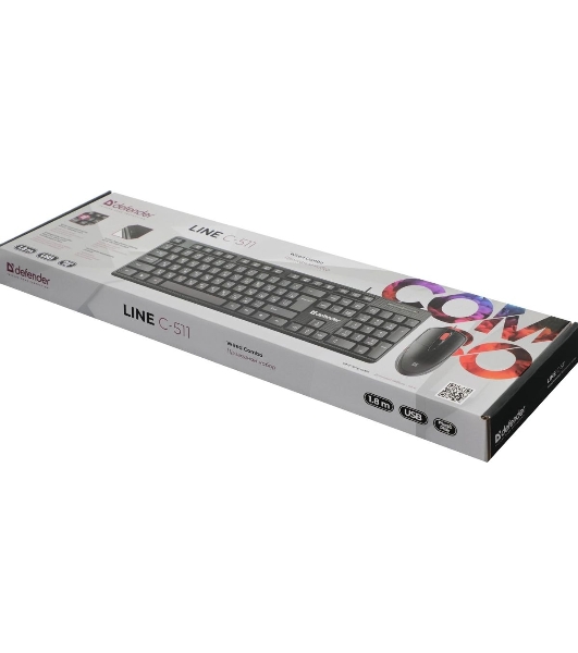 Комплект клавиатура+мышь Defender Line C-511 проводной, USB, 1000 DPI, чёрный