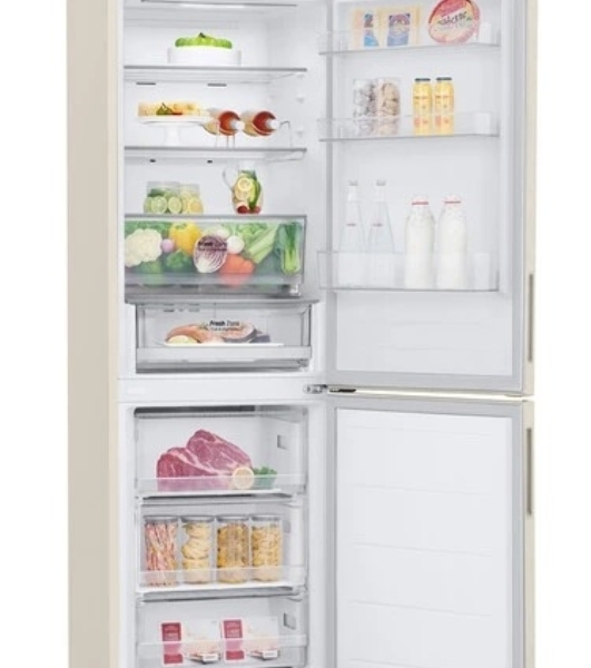 Холодильник LG GC-B459AEMW бежевый двухкамерный 234/110л морозилка снизу, No Frost