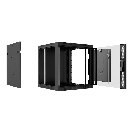 Шкаф телекоммуникационный настенный Cabeus SH-05F, 19', 15U, 769х600х600 мм (ВхШхГ), дверь: стекло, разборный, черный, фото3