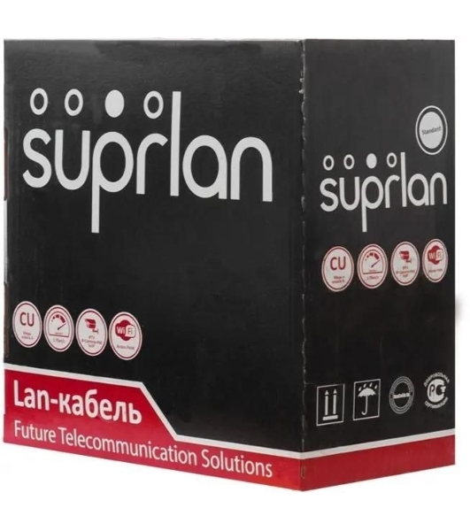 Кабель информационный Suprlan Premium 01-0313-5, cat.5e U/UTP, 4 пары, 24AWG, PVC, внутренний, 305м, серый