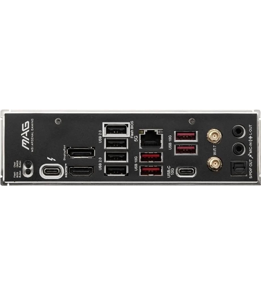 Материнская плата MSI MAG B860 TOMAHAWK WIFI, LGA 1851, Intel B860, 4xDDR5, 4xSATA, 3xM.2, 1xPCIe 4.0 x4, 1xPCIe 5.0 x16, 1xDP, 1xHDMI, 1xUSB-C, 1x 5Gb LAN, 4xUSB-A 2.0, 4xUSB-A 3.2 Gen 2, 7.1, 2x3.5 мм, TOSLINK, ATX