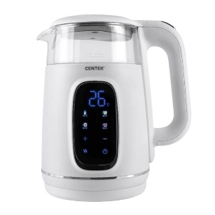 Электрочайник Centek CT-0052 белый, 1.7 л, 2200 Вт, скрытый нагревательный элемент, поддержание температуры