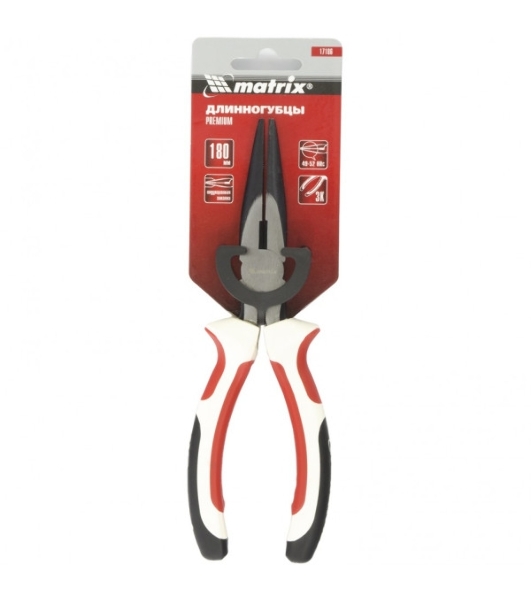 Длинногубцы Matrix Premium 17186 180 мм, прямые, трехкомпонентные рукоятки