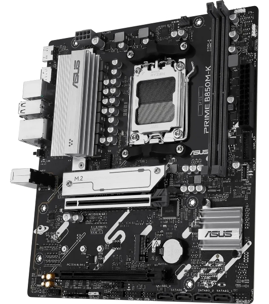 Материнская плата ASUS PRIME B850M-K, AM5, AMD B850, 2xDDR5, 4xSATA, 2xM.2, 1xPCIe 5.0 x16, 1xPCIe 4.0 x8, 1xDP (v1.4), 1xHDMI (v2.1), 1x2.5Gb LAN, 2xUSB-A 10Gbps, 2xUSB-A 5Gbps, 4xUSB-A 2.0, 3x3.5 мм, 7.1, mATX