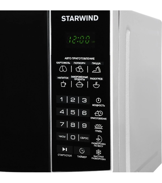 Микроволновая печь Starwind SMW3120 серебристый/черный, 20 л, 700 Вт, переключатели - сенсор