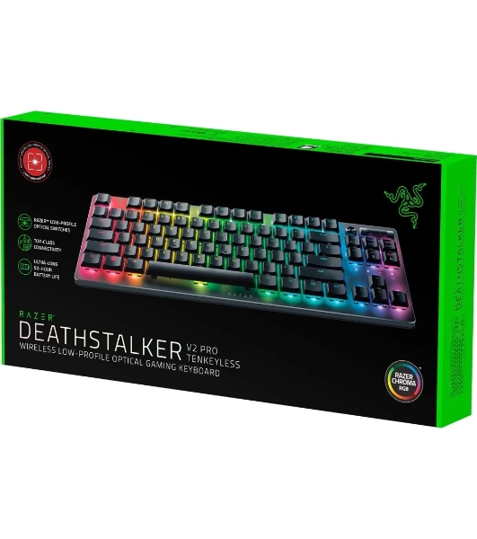 Клавиатура Razer DeathStalker V2 Pro Tenkeyless гибридная, USB Type-A, Bluetooth, радиоканал, чёрный
