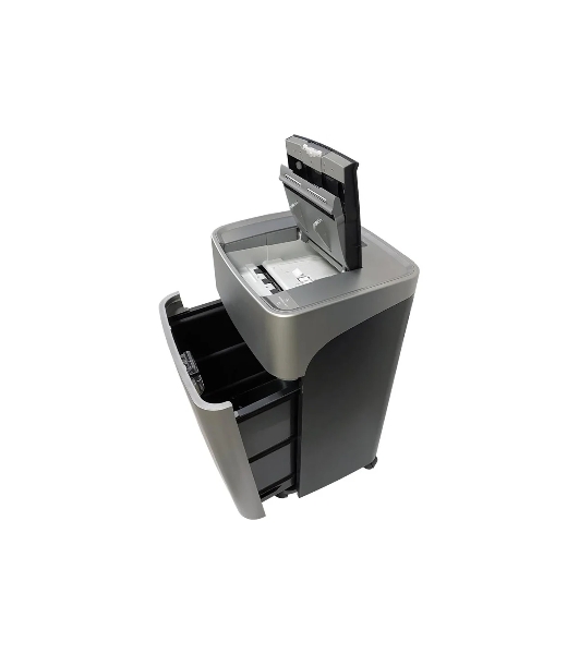 Шредер Office Kit SA375 серый/черный с автоподачей (секр.P-4) фрагменты 375лист. 42лтр. скрепки скобы пл.карты CD