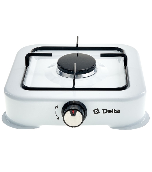 Плита настольная газовая Delta D-2205 белый, 2.2 кВт, газ, конфорки - 1, эмаль, поворотные переключатели